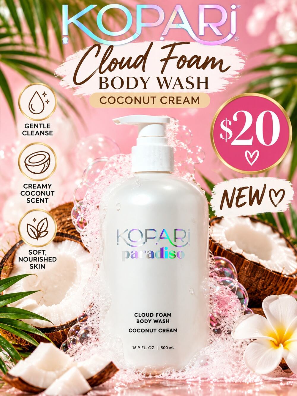 Kopari $20 Cloud Foam Body Wash Coconut Cream NEW